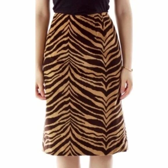 Talbots Dresses & Skirts - Talbots Pencil Skirt Size 14P Y2K Zebra Print Velvet